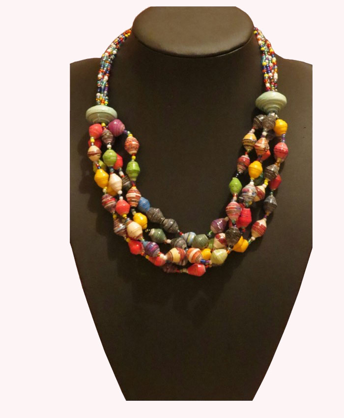 PAPER NECKLACE TWISTED WITH MULTI COLOUR | Online Crafts Shop