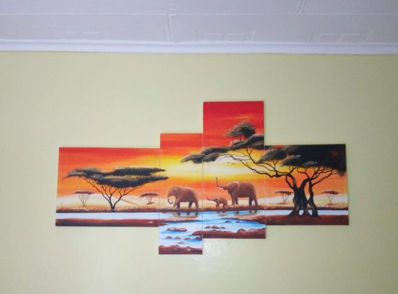 4 Series oncanvas Wildlife Painting Wall Hanging