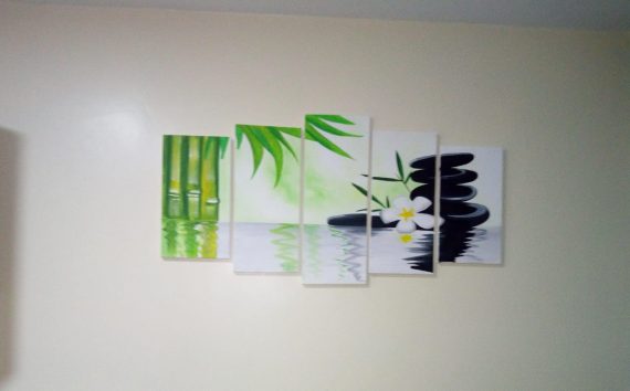 5 Series on canvas bambooFlower Painting wall Hanging