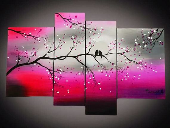 5Series on canvas blackbirdsontree Painting wall Hanging