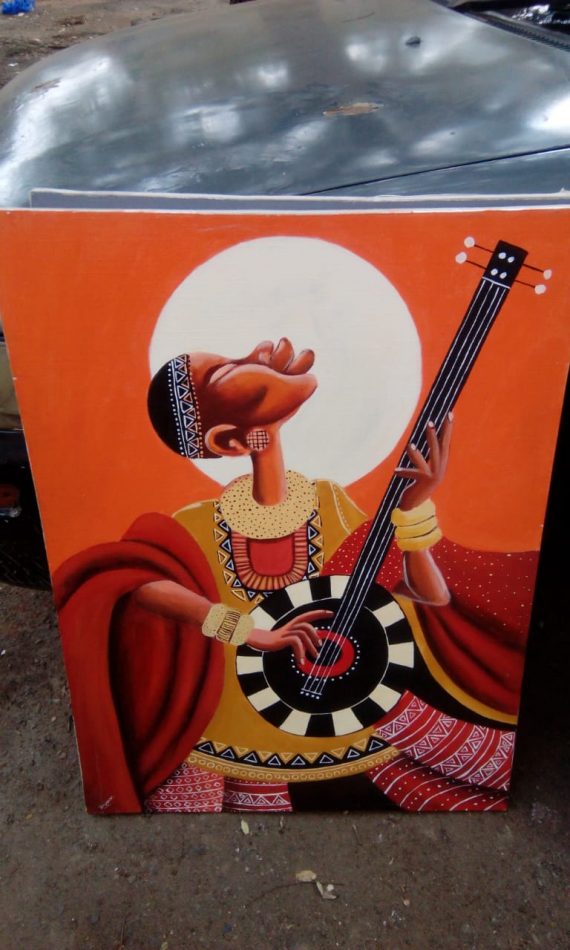 Oncanvas ladyplayingguitar Painting wall Hanging
