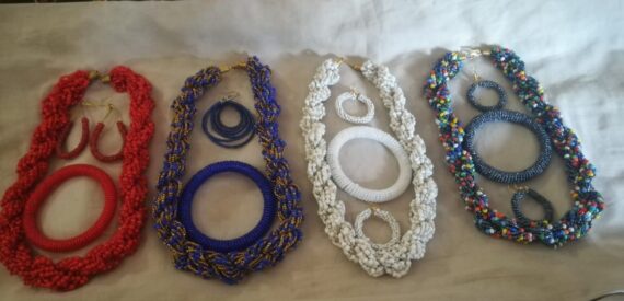 Twisted beads necklace set with earing