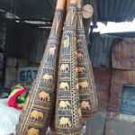 BLACK COLOURED DECORATED LONG GOURDS