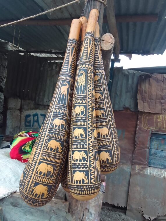 BLACK COLOURED DECORATED LONG GOURDS