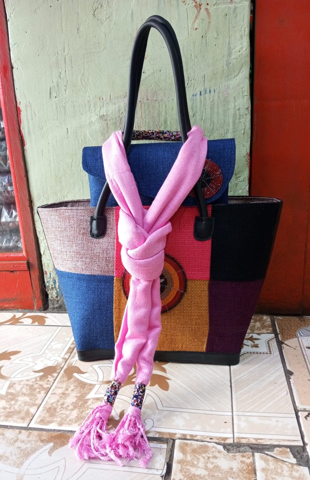 MADAGASCAR BAG SET WITH CLUTCH PURSE AND SCARF
