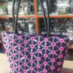 STAR CERAMIC BEADED HANDBAG WITH WOVEN HANDLE