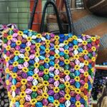 STAR CERAMIC BEADED HANDBAG WITH WOVEN HANDLE