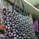 STAR CERAMIC BEADED HANDBAG WITH WOVEN HANDLE