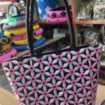 STAR CERAMIC BEADED HANDBAG WITH WOVEN HANDLE