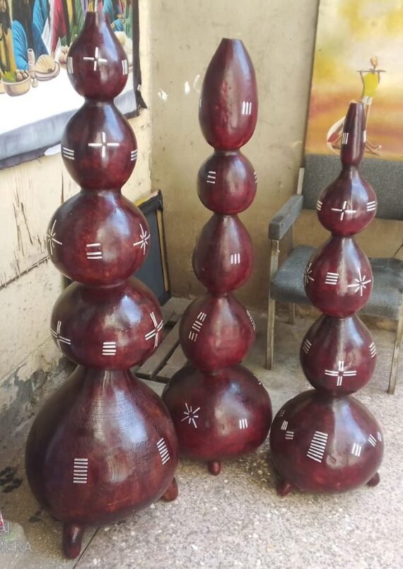 Decorated tall gourds vases
