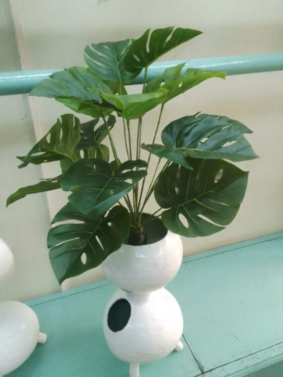 Decorated white gourds flower vases