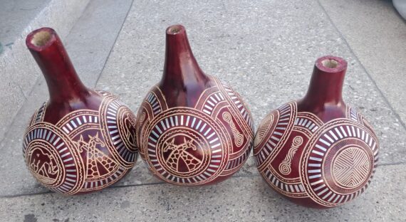Etched and aluminium decorated gourds2