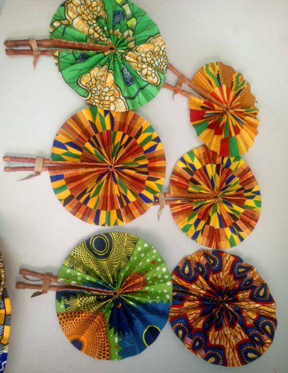 Handmade Ankara Fans leather handle (3)