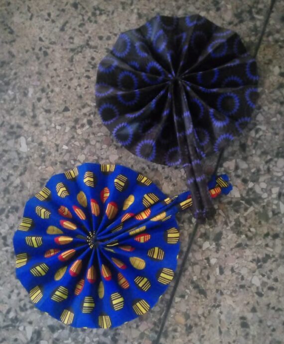 Handmade Ankara Fans leather handle