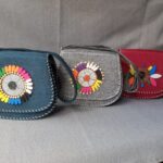 Kenyan made cluctch handbags with flower wooden bead designs