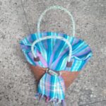 Raffian ankara Shoping or travel Basket beaded handle