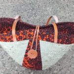 Raffian ankara Shoping or travel Basket with leather Handle