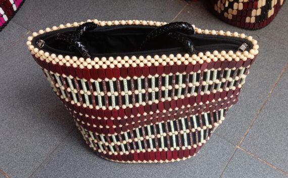 Wooden and straw Bead bag Kenyan made