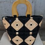 Designed Wooden Bead Bag Wooden Handle Kenya made