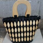 Designed Wooden Oval Bead Bag Wooden Handle Kenya made (2)