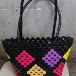 Designed Wooden round Bead Bag Kenya made (2)